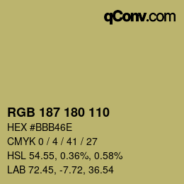 Código de color: RGB 187 180 110 | qconv.com