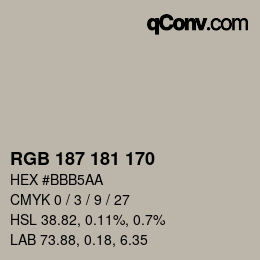 Color code: RGB 187 181 170 | qconv.com