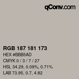 Code couleur: RGB 187 181 173 | qconv.com