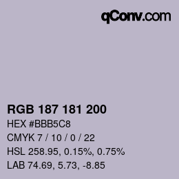 Color code: RGB 187 181 200 | qconv.com
