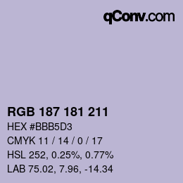 颜色代码: RGB 187 181 211 | qconv.com