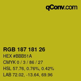 Color code: RGB 187 181 26 | qconv.com