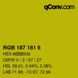 Color code: RGB 187 181 6 | qconv.com