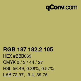 Color code: RGB 187 182.2 105 | qconv.com