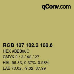 カラーコード: RGB 187 182.2 108.6 | qconv.com