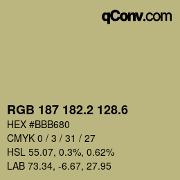 カラーコード: RGB 187 182.2 128.6 | qconv.com
