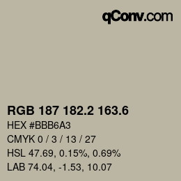 カラーコード: RGB 187 182.2 163.6 | qconv.com