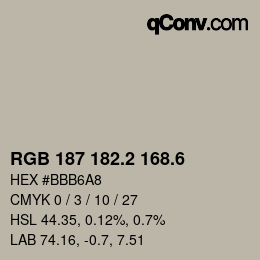 カラーコード: RGB 187 182.2 168.6 | qconv.com