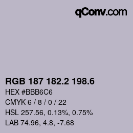 カラーコード: RGB 187 182.2 198.6 | qconv.com