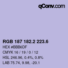 カラーコード: RGB 187 182.2 223.6 | qconv.com
