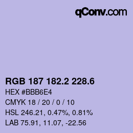 カラーコード: RGB 187 182.2 228.6 | qconv.com