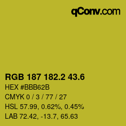 カラーコード: RGB 187 182.2 43.6 | qconv.com