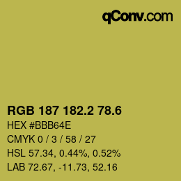 カラーコード: RGB 187 182.2 78.6 | qconv.com