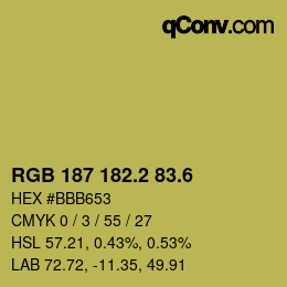 カラーコード: RGB 187 182.2 83.6 | qconv.com