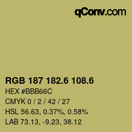 カラーコード: RGB 187 182.6 108.6 | qconv.com