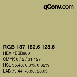 カラーコード: RGB 187 182.6 128.6 | qconv.com