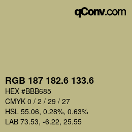 カラーコード: RGB 187 182.6 133.6 | qconv.com
