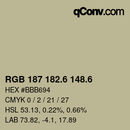 カラーコード: RGB 187 182.6 148.6 | qconv.com