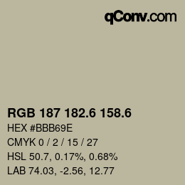 カラーコード: RGB 187 182.6 158.6 | qconv.com