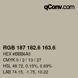 カラーコード: RGB 187 182.6 163.6 | qconv.com