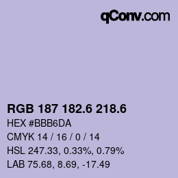 カラーコード: RGB 187 182.6 218.6 | qconv.com