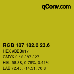 カラーコード: RGB 187 182.6 23.6 | qconv.com