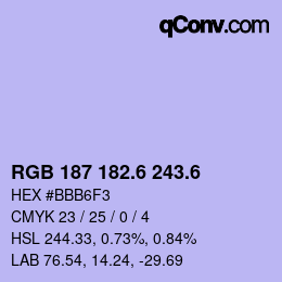 カラーコード: RGB 187 182.6 243.6 | qconv.com