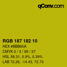 Color code: RGB 187 182 10 | qconv.com