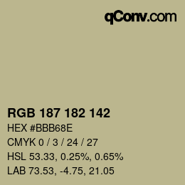 颜色代码: RGB 187 182 142 | qconv.com