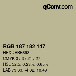 カラーコード: RGB 187 182 147 | qconv.com