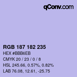 Color code: RGB 187 182 235 | qconv.com