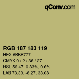 颜色代码: RGB 187 183 119 | qconv.com