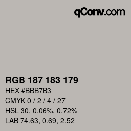 Color code: RGB 187 183 179 | qconv.com