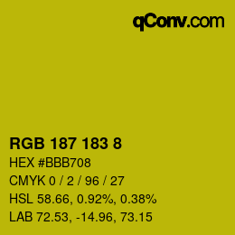 颜色代码: RGB 187 183 8 | qconv.com