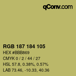 Color code: RGB 187 184 105 | qconv.com