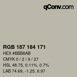 カラーコード: RGB 187 184 171 | qconv.com