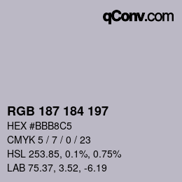 カラーコード: RGB 187 184 197 | qconv.com