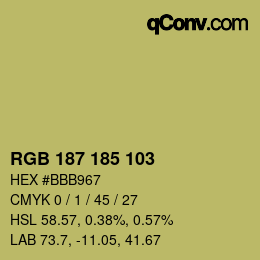 カラーコード: RGB 187 185 103 | qconv.com