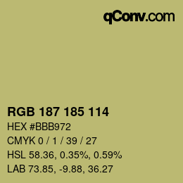 颜色代码: RGB 187 185 114 | qconv.com