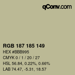 カラーコード: RGB 187 185 149 | qconv.com
