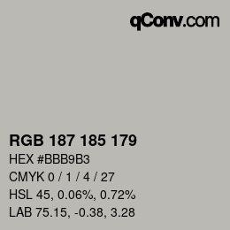 Color code: RGB 187 185 179 | qconv.com