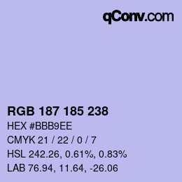 Color code: RGB 187 185 238 | qconv.com