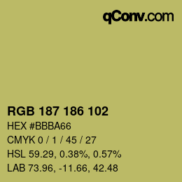 Color code: RGB 187 186 102 | qconv.com