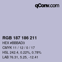 Color code: RGB 187 186 211 | qconv.com