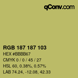 Color code: RGB 187 187 103 | qconv.com