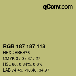 カラーコード: RGB 187 187 118 | qconv.com