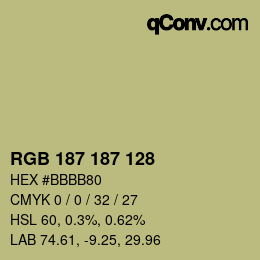 Color code: RGB 187 187 128 | qconv.com