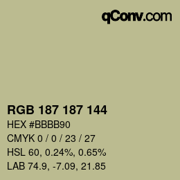 Color code: RGB 187 187 144 | qconv.com