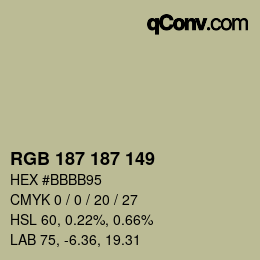 Color code: RGB 187 187 149 | qconv.com