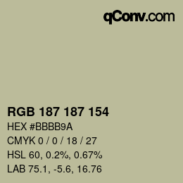 Color code: RGB 187 187 154 | qconv.com